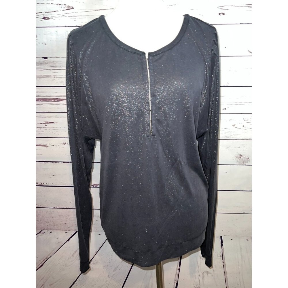 We the Free Small Tunic Shirt Top Sparkle Long Sleeve Tunic Silver‎ Womens